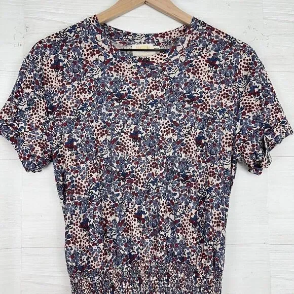 Nation LTD Martine Knit Midi Dress Size Small Floral Print Tiered Smocked Waist - Picture 3 of 16